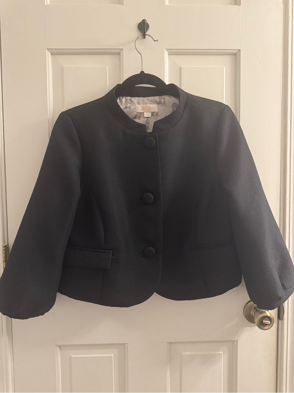 Erin Fetherston for Target Black Cropped Round-Neck Button Blazer